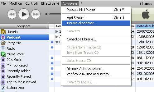 iscrizione a nuovo podcast