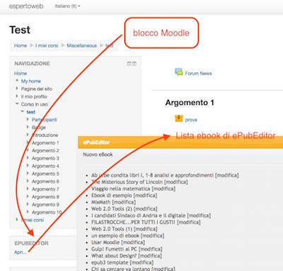 ePubEditor come blocco Moodle